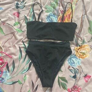 l*space Black High-Waist Bandeau Bikini